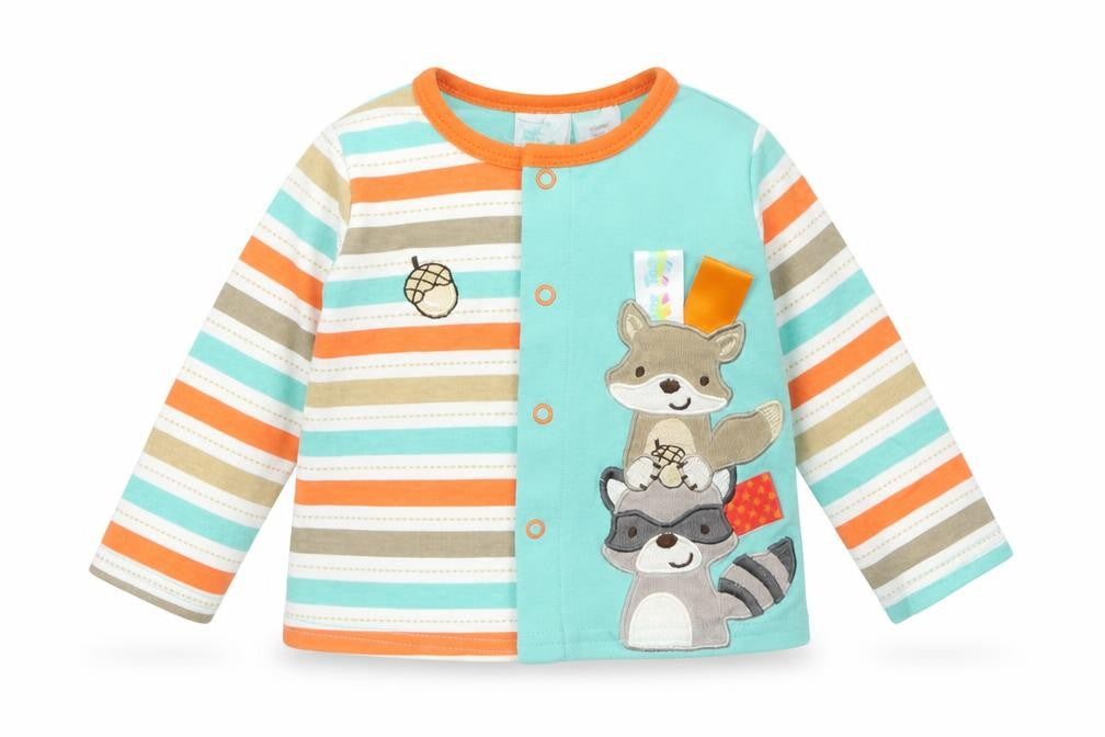 Front view of Taggies Baby Multicoloured Animal Print Basic T-Shirt, size 6-9, Months