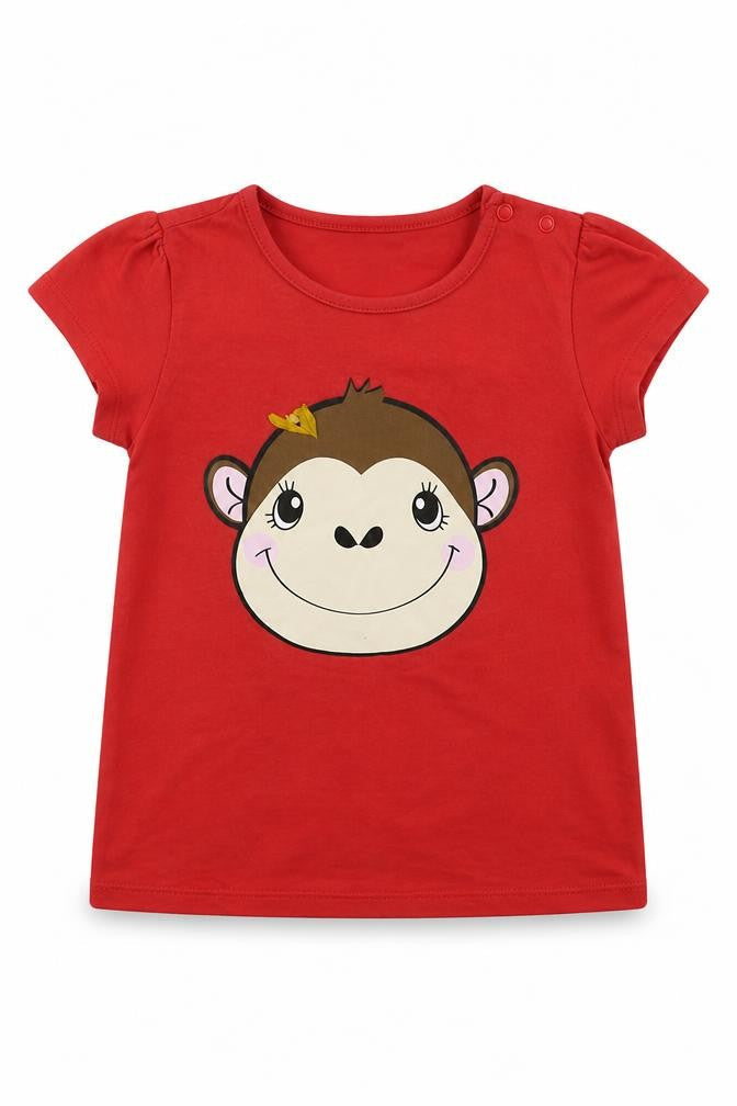 Front view of H&M Baby Red Basic T-Shirt, size 12-18, Months