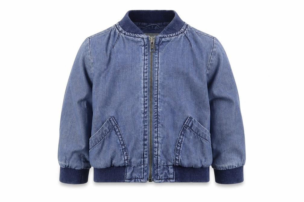 Front view of Next boys’ blue bomber jacket jacket, size 3, years