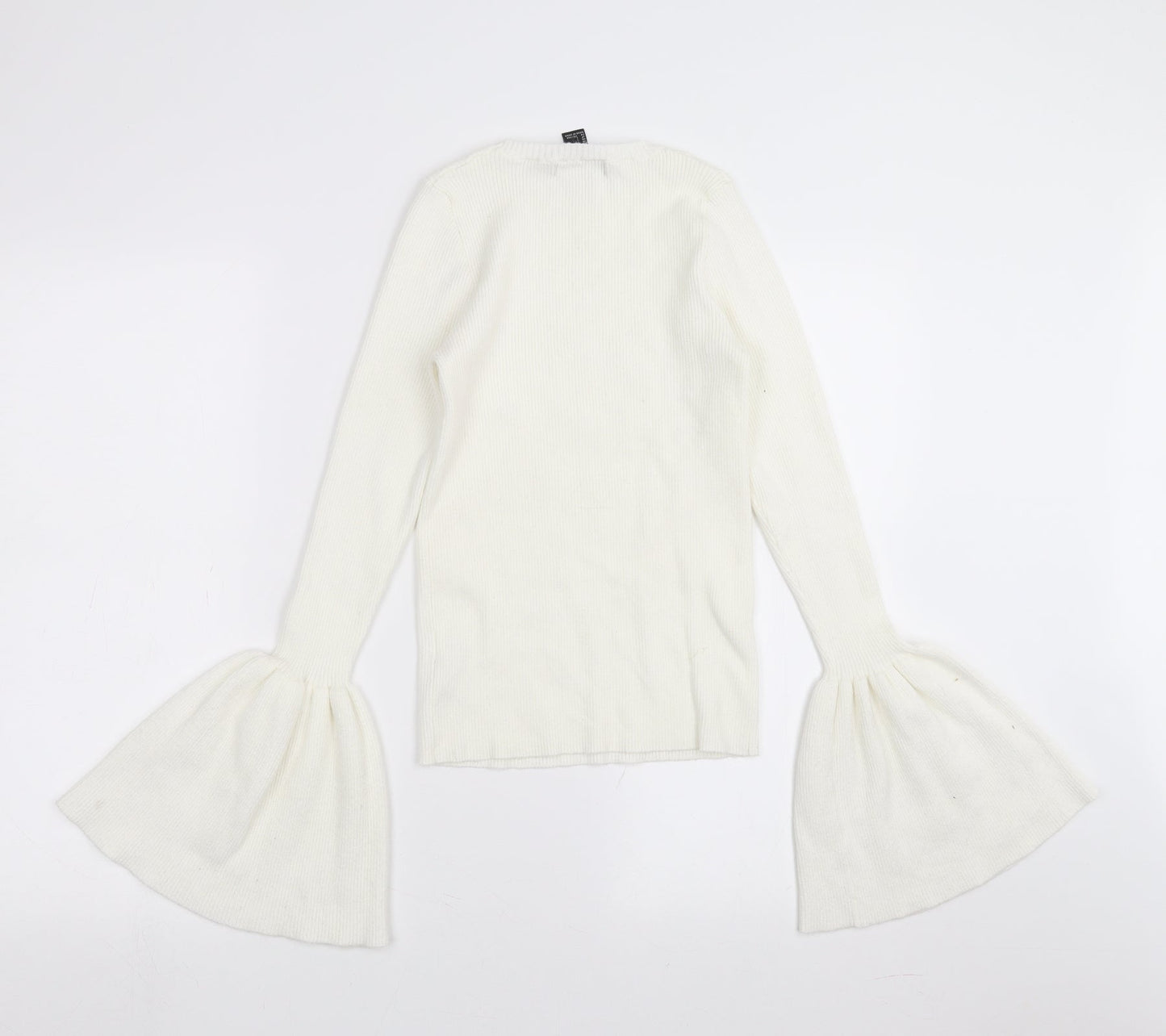 FOREVER 21 Womens White   Pullover Jumper Size L  - flared sleeves