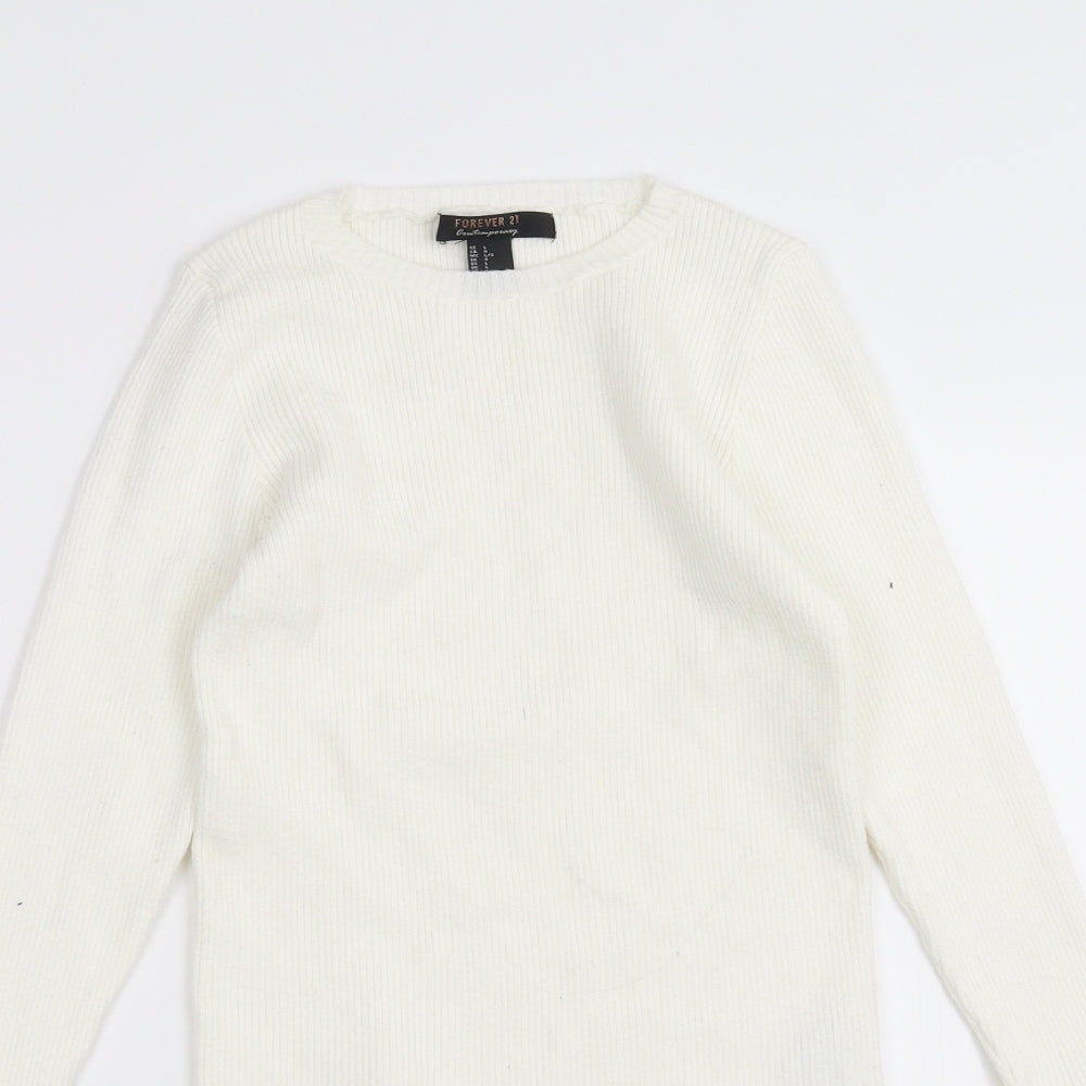 FOREVER 21 Womens White   Pullover Jumper Size L  - flared sleeves