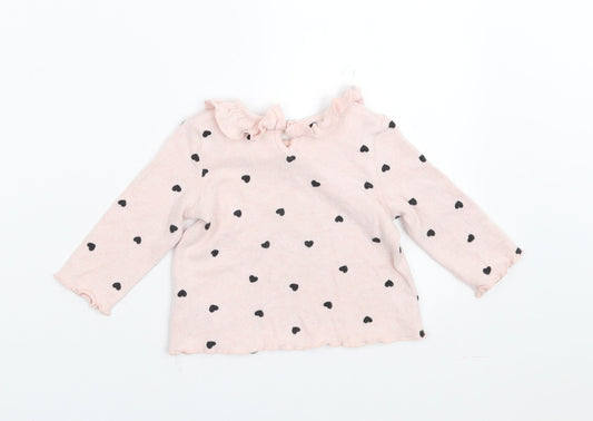 Matalan Girls Pink   Pullover Jumper Size 3-6 Months  - heart pattern