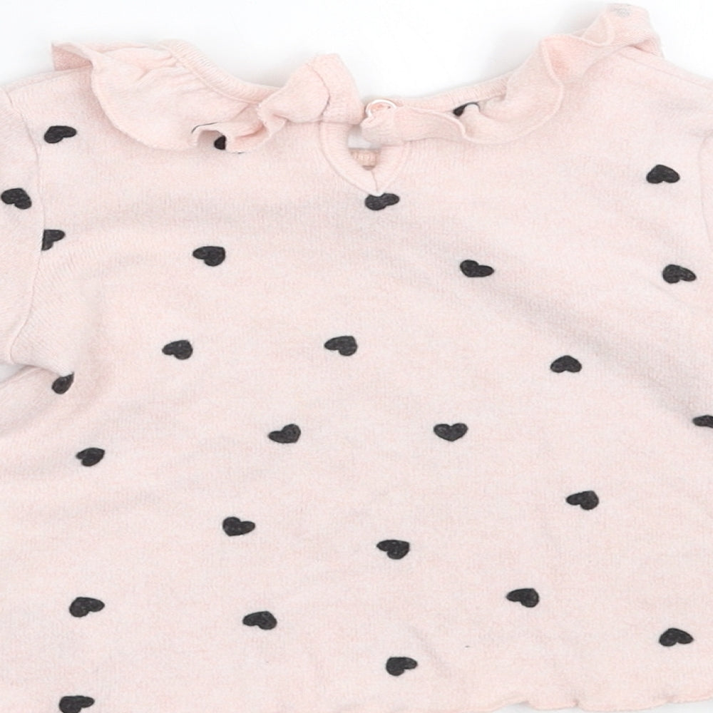 Matalan Girls Pink   Pullover Jumper Size 3-6 Months  - heart pattern