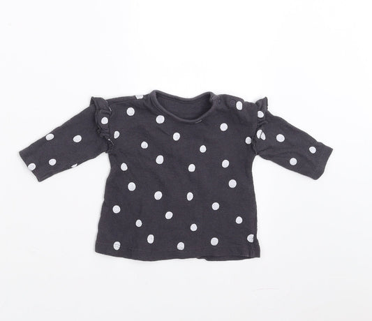 George Girls Grey Polka Dot  Pullover Jumper Size 0-3 Months