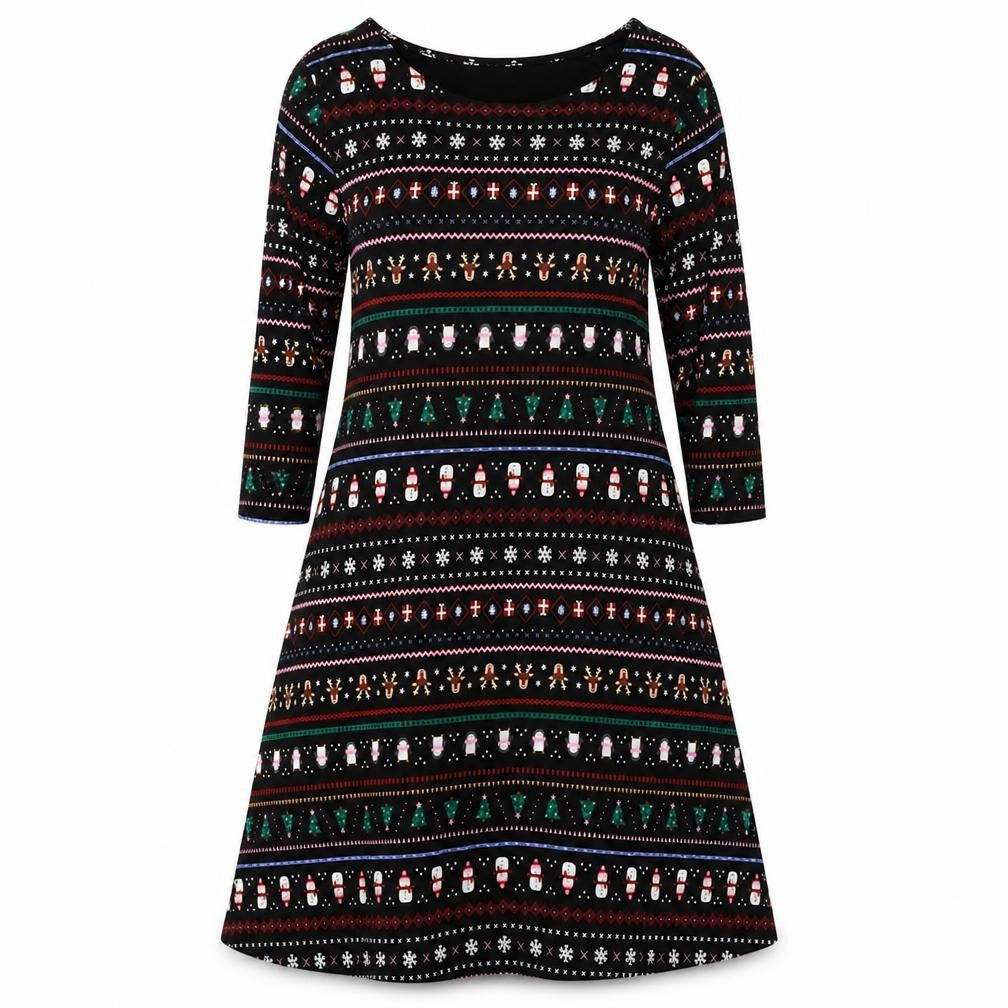 Nutmeg Womens Black Geometric  Fit & Flare  Size 12