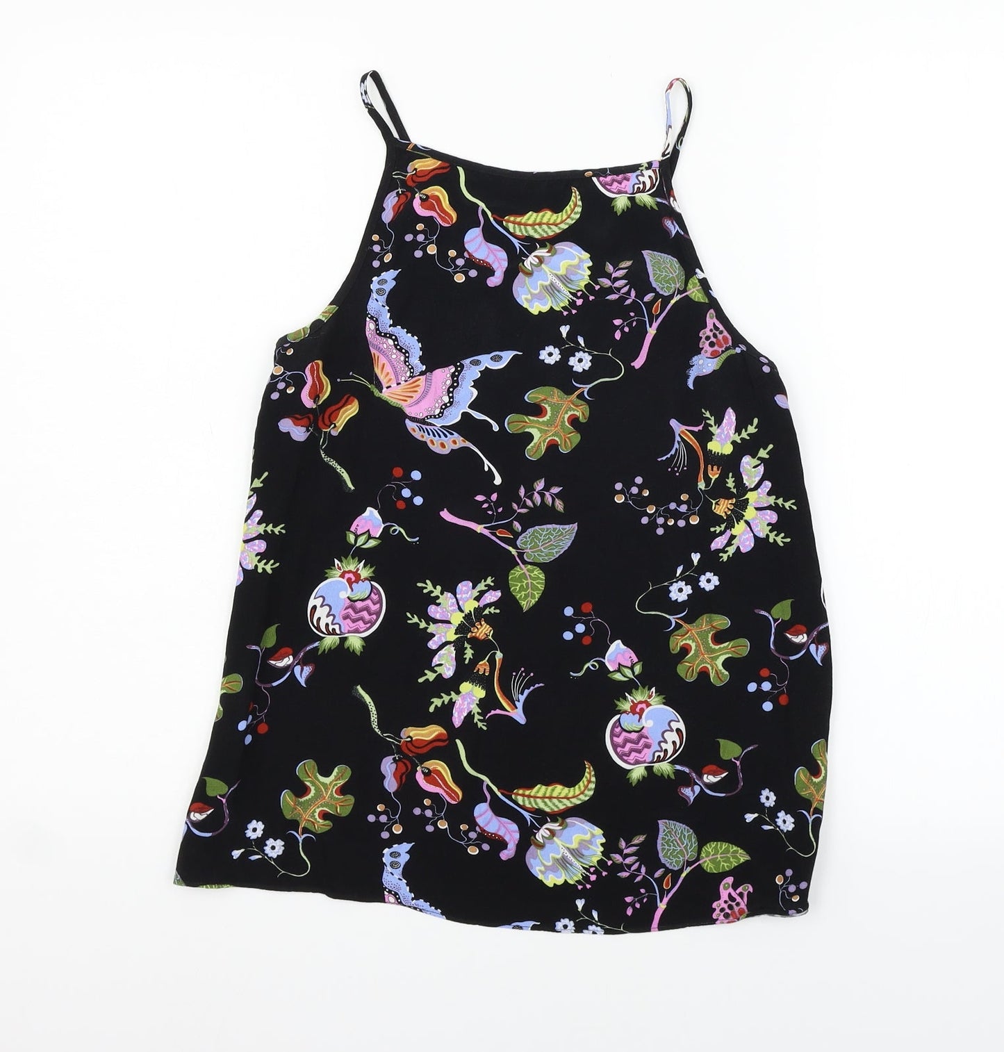 Warehouse Womens Black Floral  Basic Tank Size 6