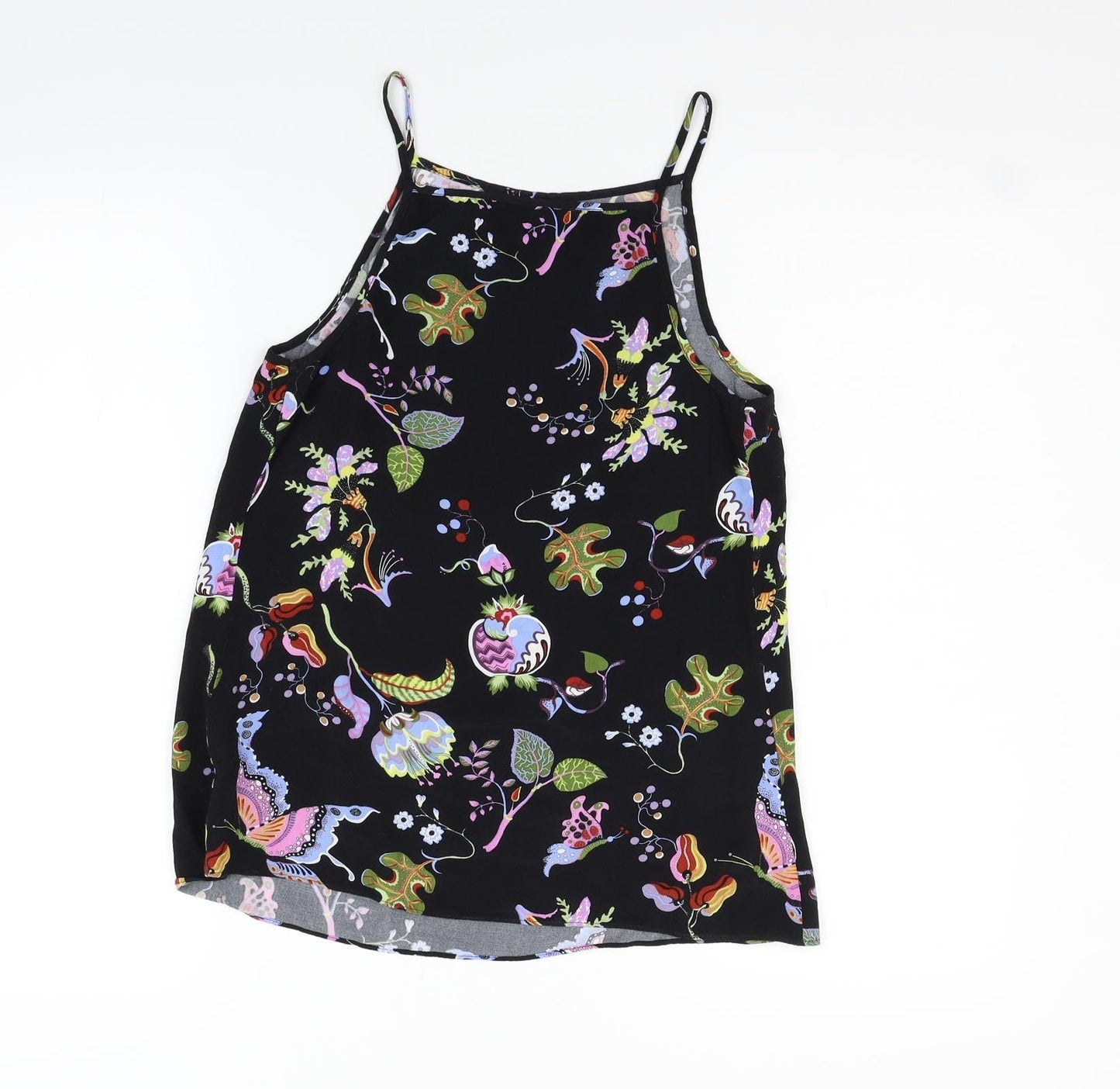 Warehouse Womens Black Floral  Basic Tank Size 6