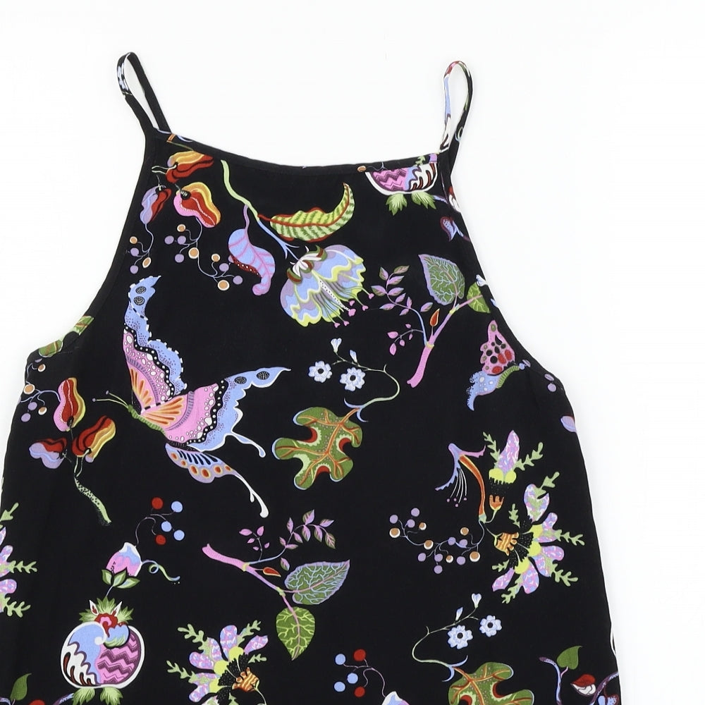 Warehouse Womens Black Floral  Basic Tank Size 6