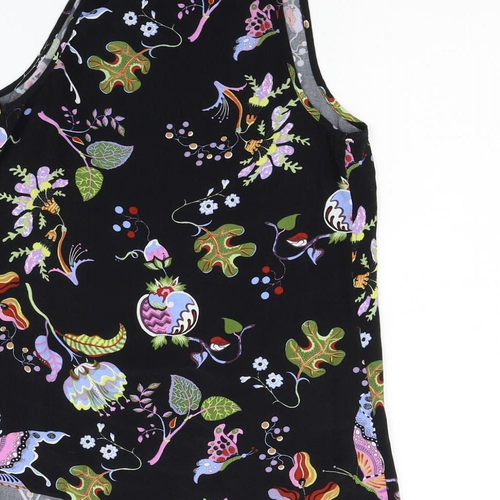 Warehouse Womens Black Floral  Basic Tank Size 6