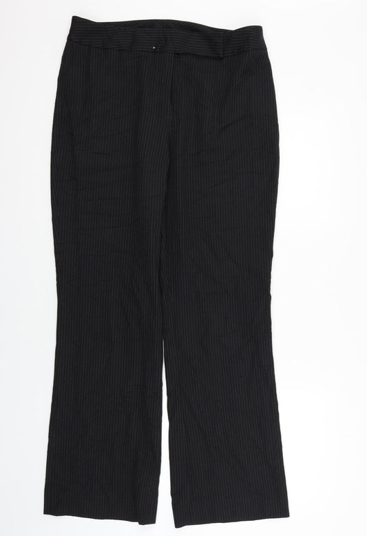 Preworn Womens Black Striped  Trousers  Size 12 L32 in