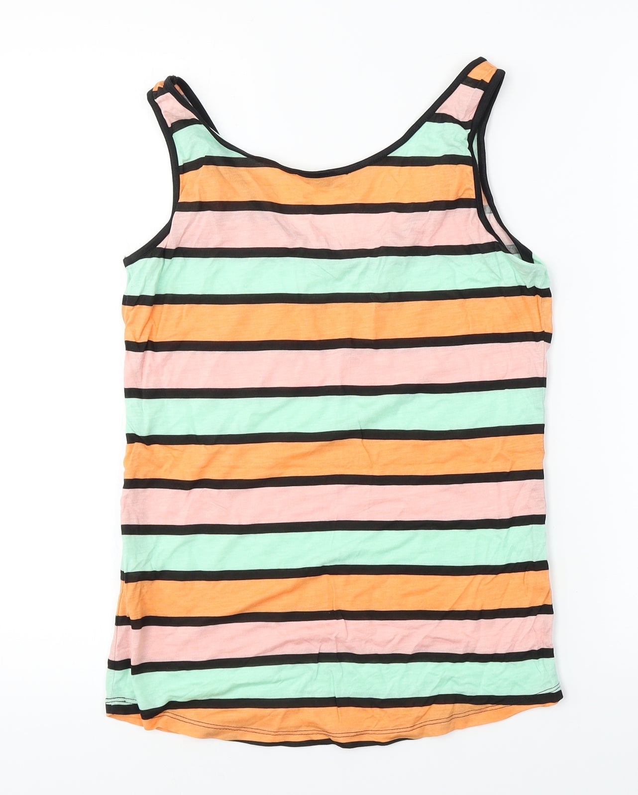 Oasis  Womens Pink Striped  Basic T-Shirt Size M