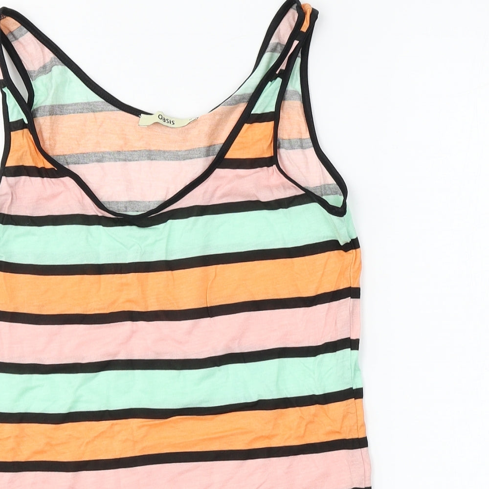 Oasis  Womens Pink Striped  Basic T-Shirt Size M