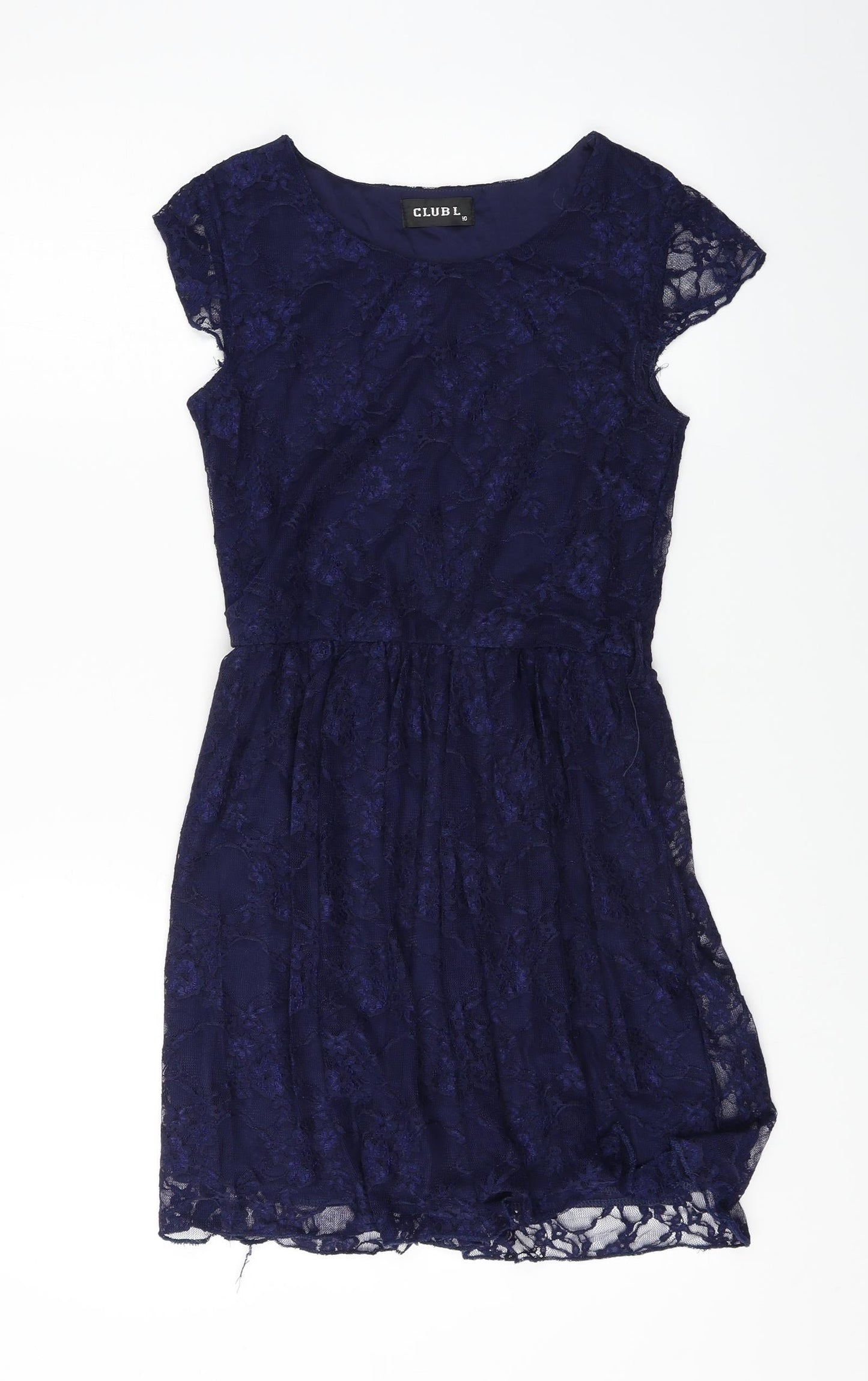 Club L  Womens Black Floral  A-Line  Size L