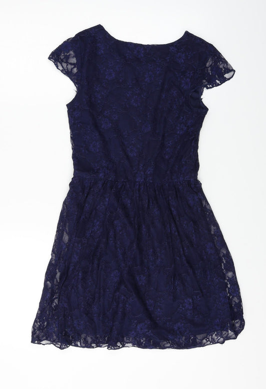 Club L  Womens Black Floral  A-Line  Size L