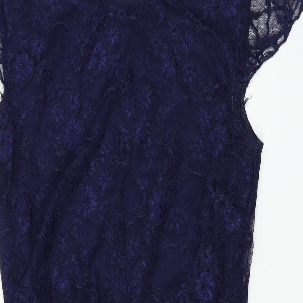 Club L  Womens Black Floral  A-Line  Size L