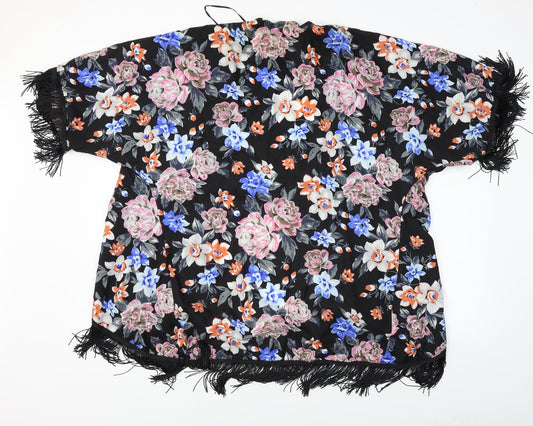 Select  Womens Black Floral  Cardigan Jumper Size 10