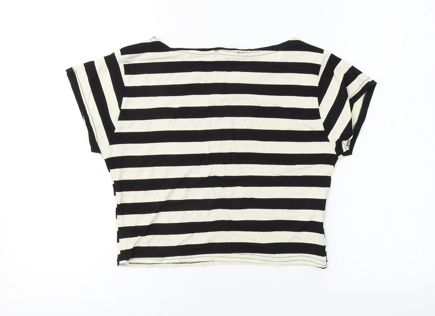 MOLLIE  Womens White Striped  Basic T-Shirt Size M