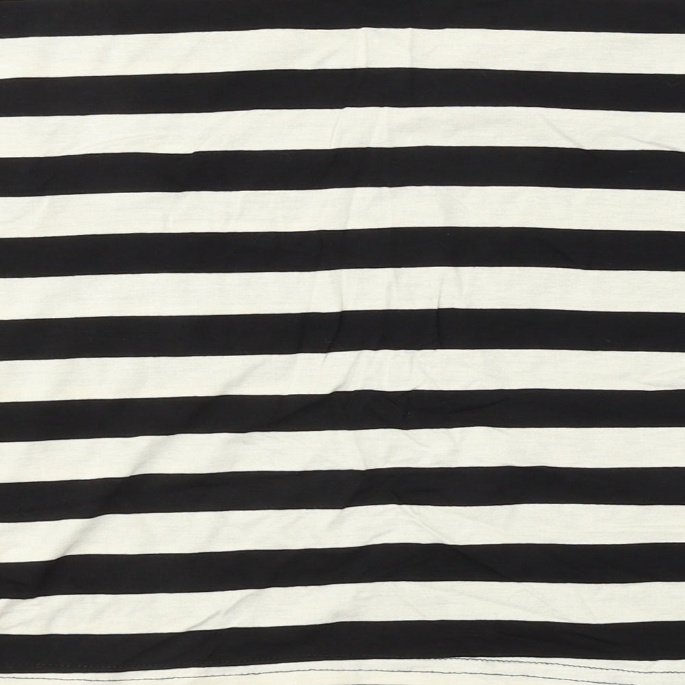 MOLLIE  Womens White Striped  Basic T-Shirt Size M