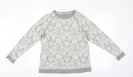 Marks and Spencer Womens Grey Paisley  Pullover Jumper Size 14