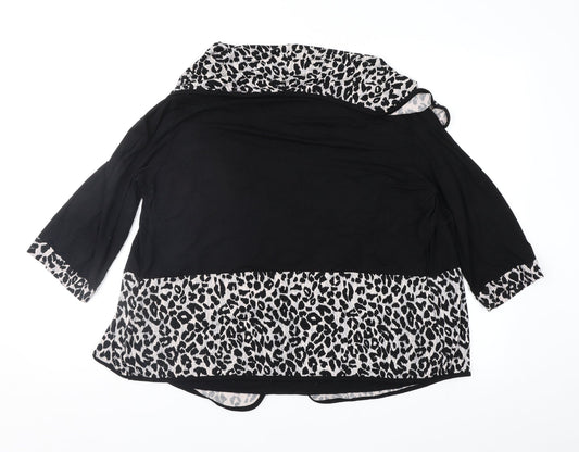 Ecaline Womens Black Animal Print  Basic Blouse Size M