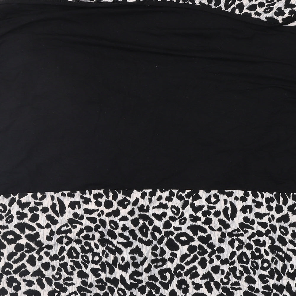 Ecaline Womens Black Animal Print  Basic Blouse Size M