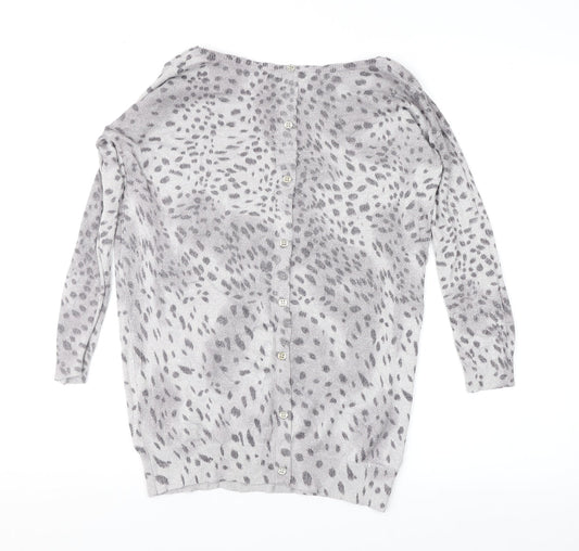 Oasis Womens Grey Animal Print  Pullover Jumper Size XS