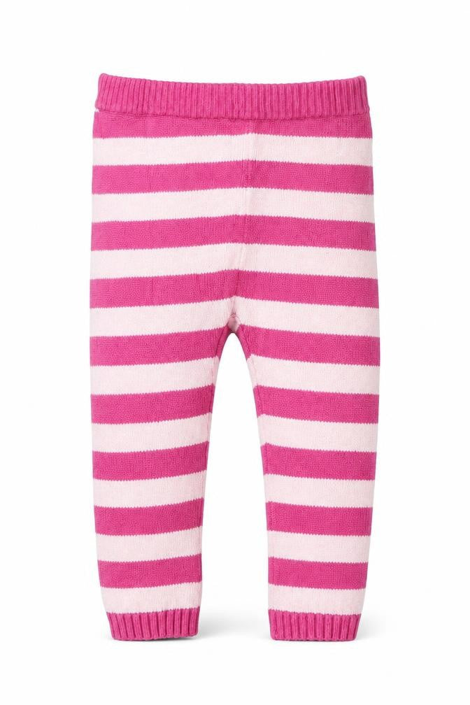 John Lewis Girls Pink Striped Knit Jogger Trousers Size 9-12 Months