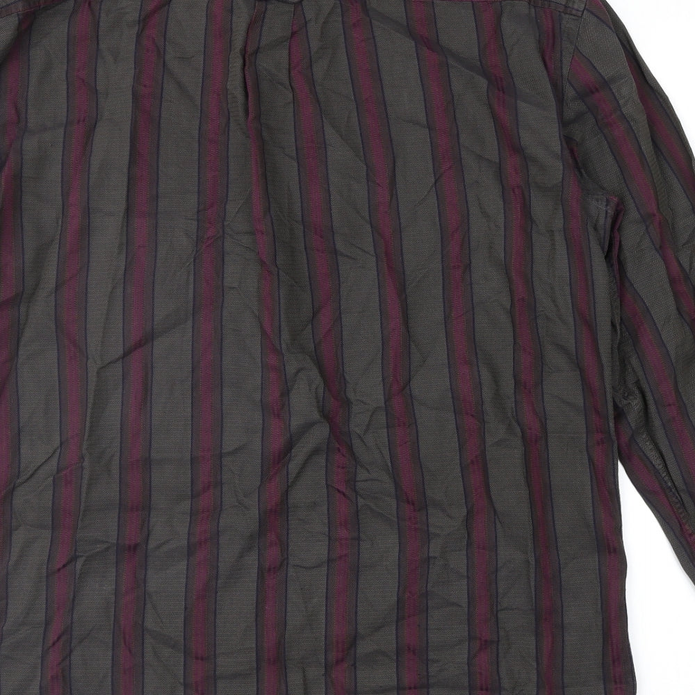 Preworn Mens Brown Striped   Button-Up Size M