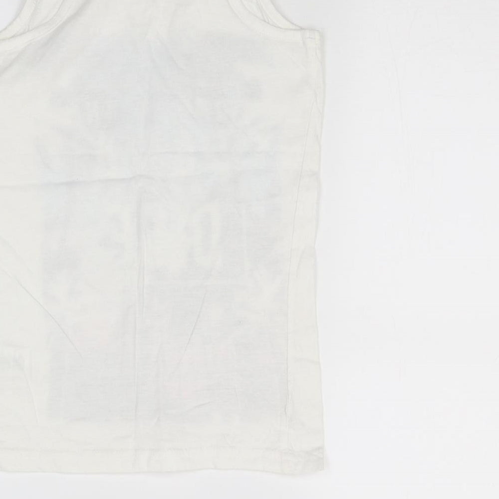Y.D Girls White   Basic Tank Size 10 Years  - beach print