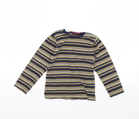 Preworn Girls Blue Striped  Basic T-Shirt Size 6 Years