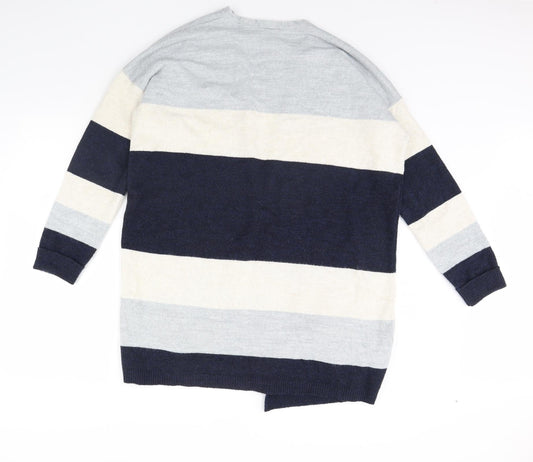 Wallis Womens Blue Striped  Cardigan Jumper Size M
