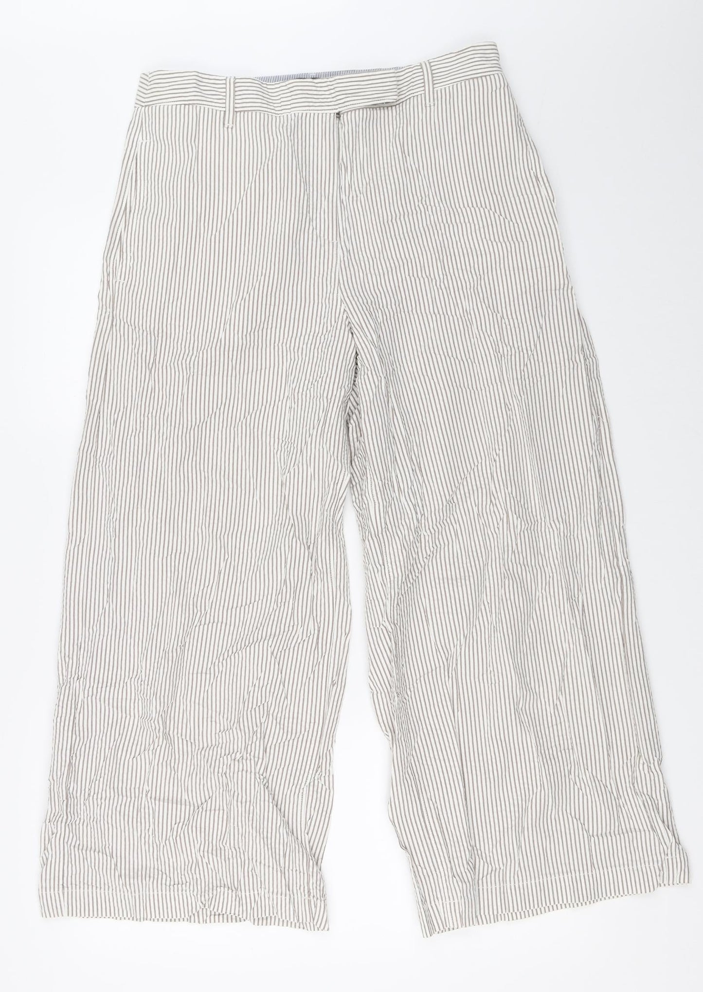Marks and Spencer Womens Ivory Striped  Trousers  Size 12 L25.5 in
