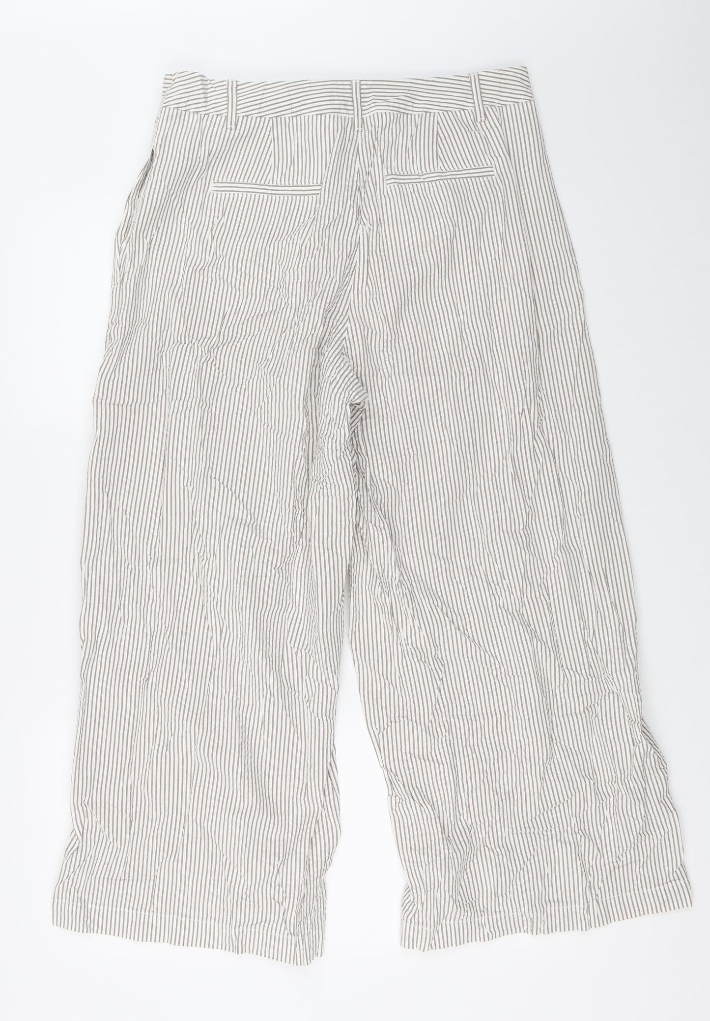 Marks and Spencer Womens Ivory Striped  Trousers  Size 12 L25.5 in