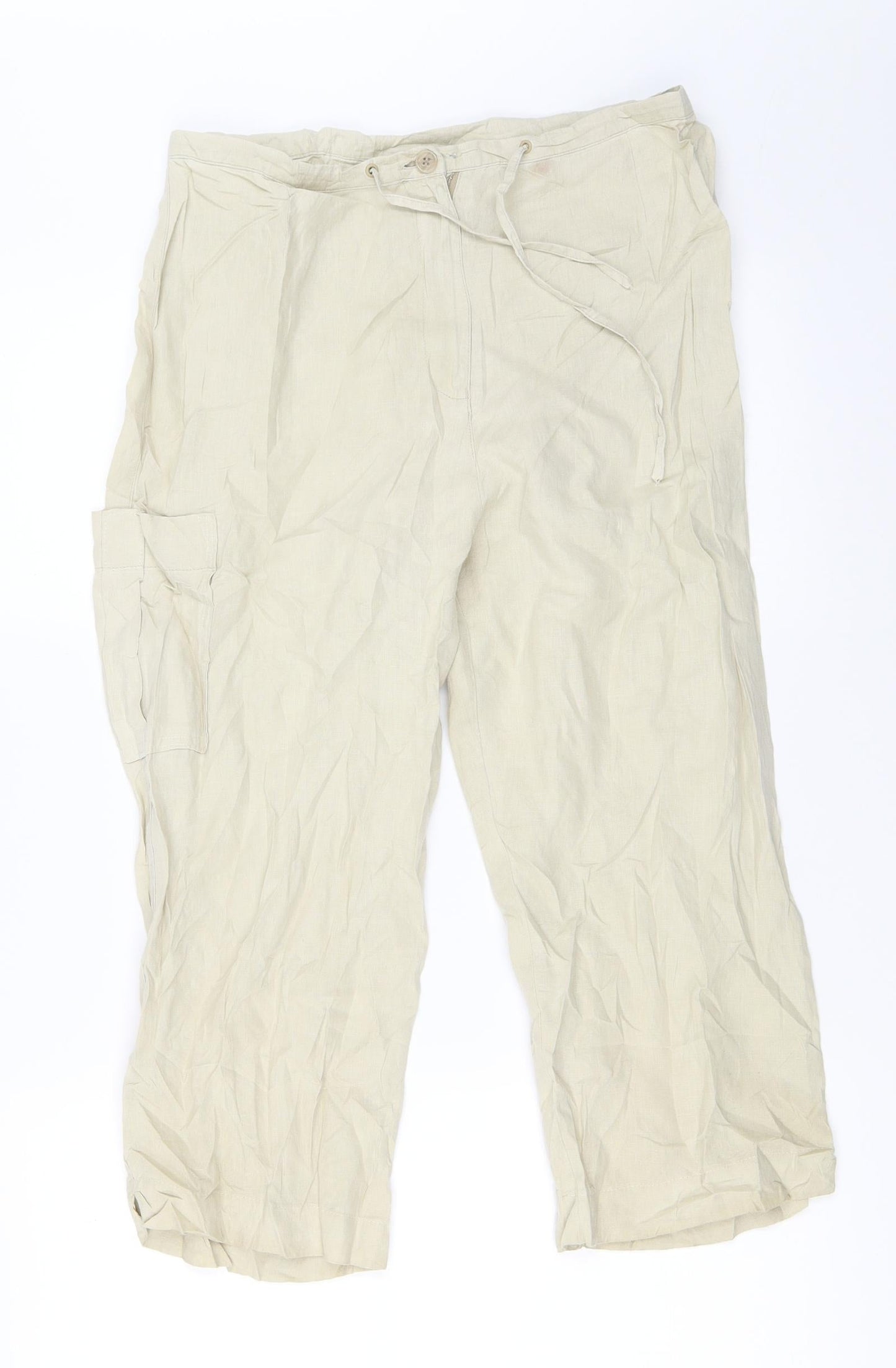 NEXT Womens Beige   Cropped Trousers Size 12 L20 in