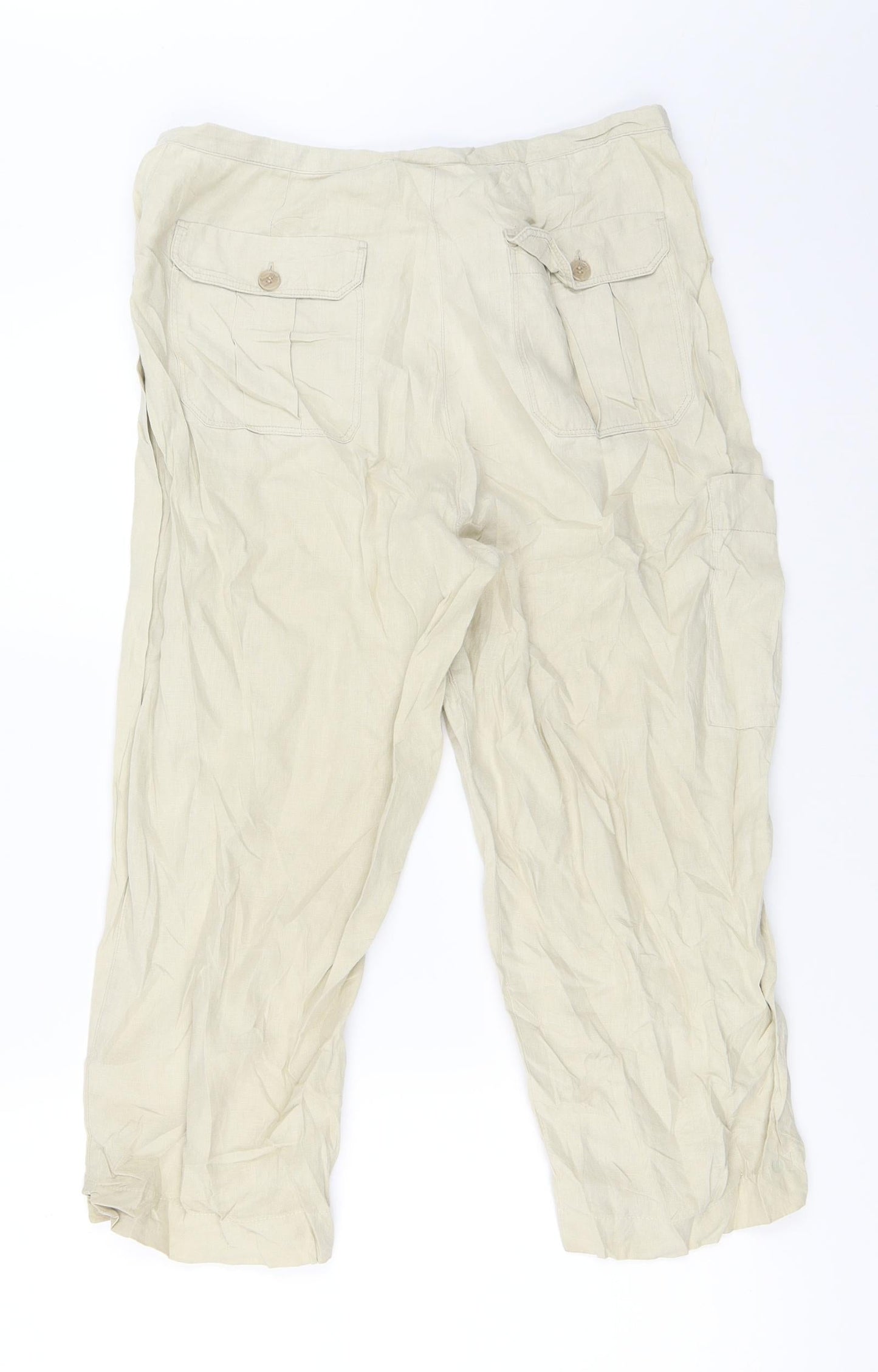 NEXT Womens Beige   Cropped Trousers Size 12 L20 in
