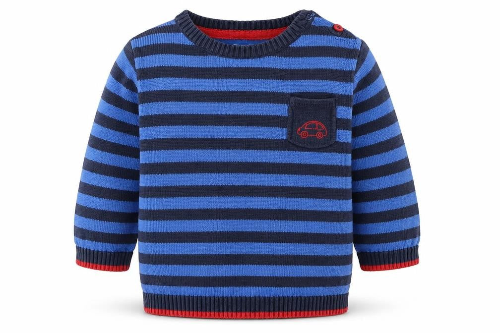 Obaibi Boys Blue Striped  Pullover Jumper Size 9-12 Months