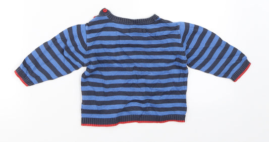 Obaibi Boys Blue Striped  Pullover Jumper Size 9-12 Months
