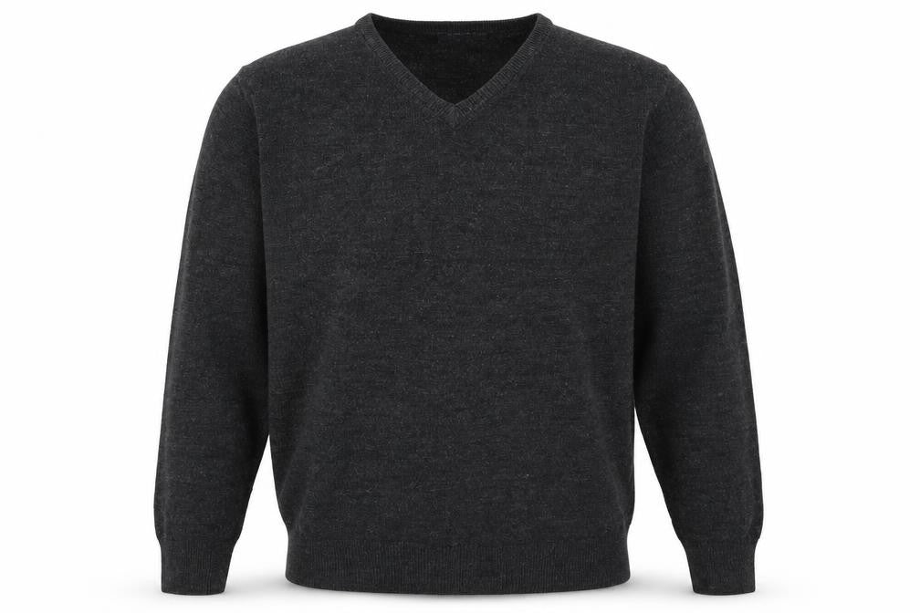 Front view of Easy men’s grey jumper, size L