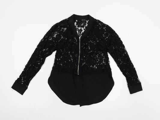 River Island Womens Black Floral Lace Basic Blouse Size 6
