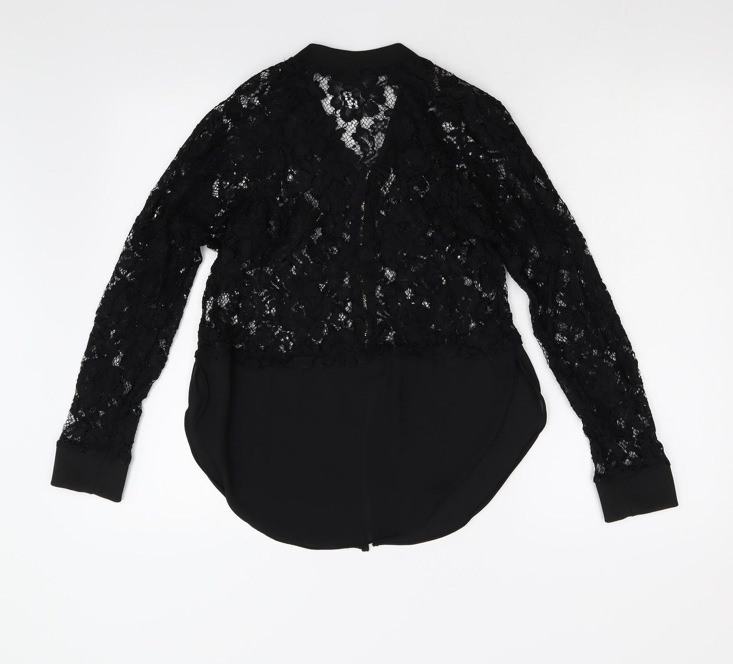 River Island Womens Black Floral Lace Basic Blouse Size 6