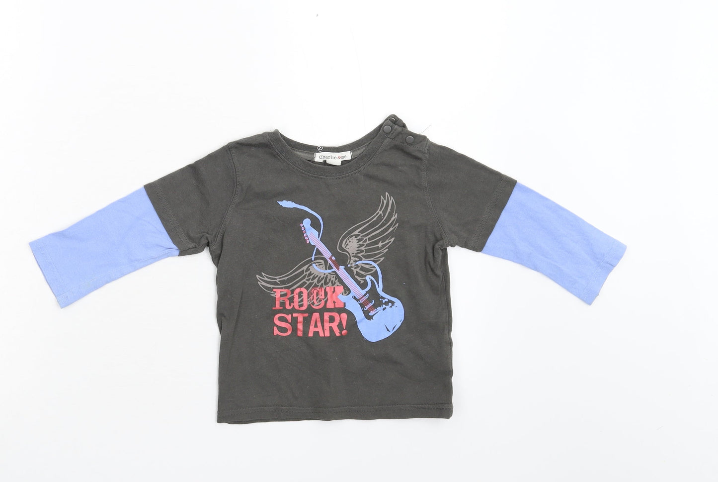 Charlie & Me Boys Grey   Basic T-Shirt Size 2 Years