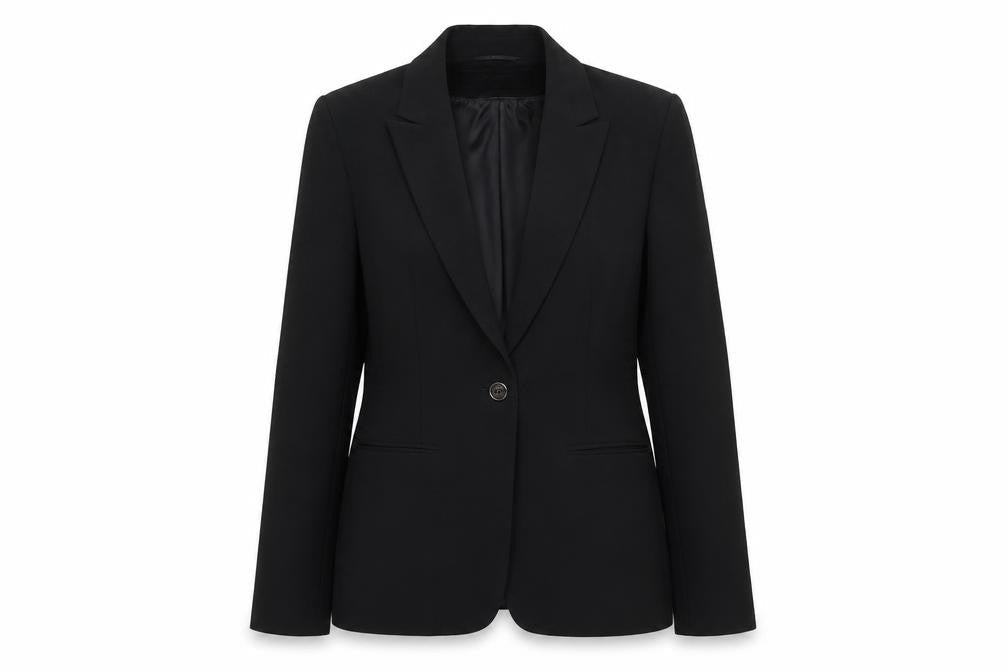 Front view of Papaya women’s black jacket blazer, size UK 12