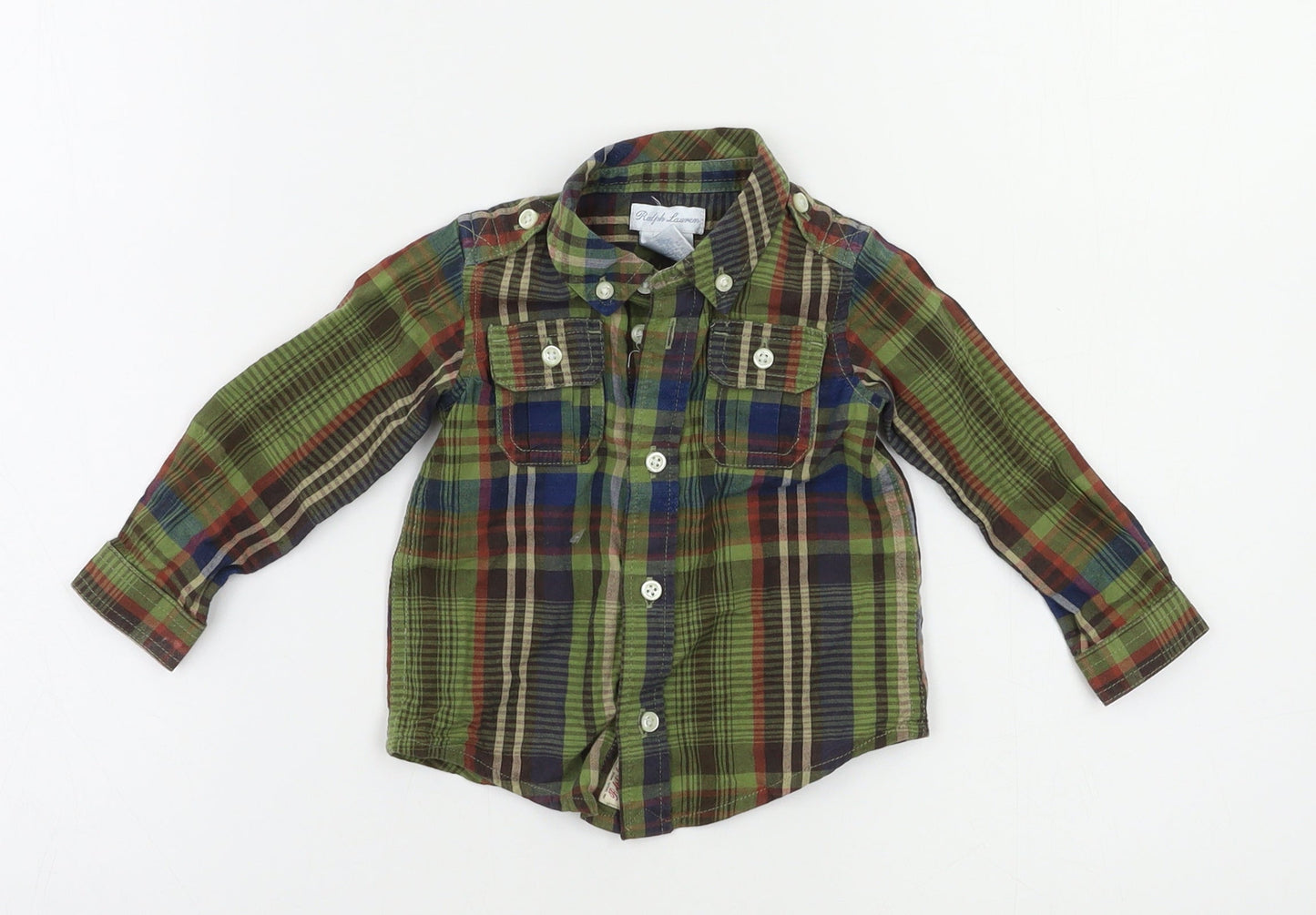 Polo Ralph Lauren Baby Green Check  Basic Button-Up Size 6-9 Months