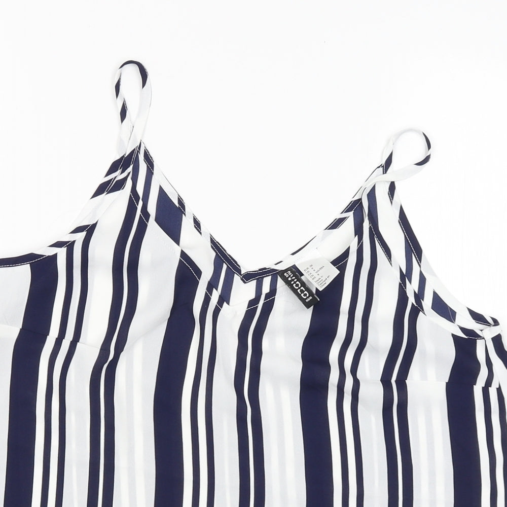 Divided Womens Blue Striped  Camisole Blouse Size 10
