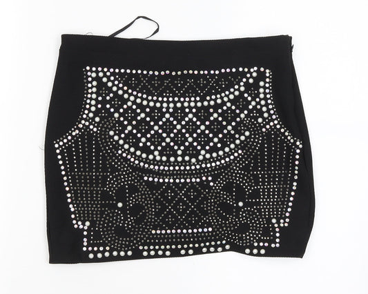 Lely Wood Womens Black   Cropped Blouse Size S  - studded
