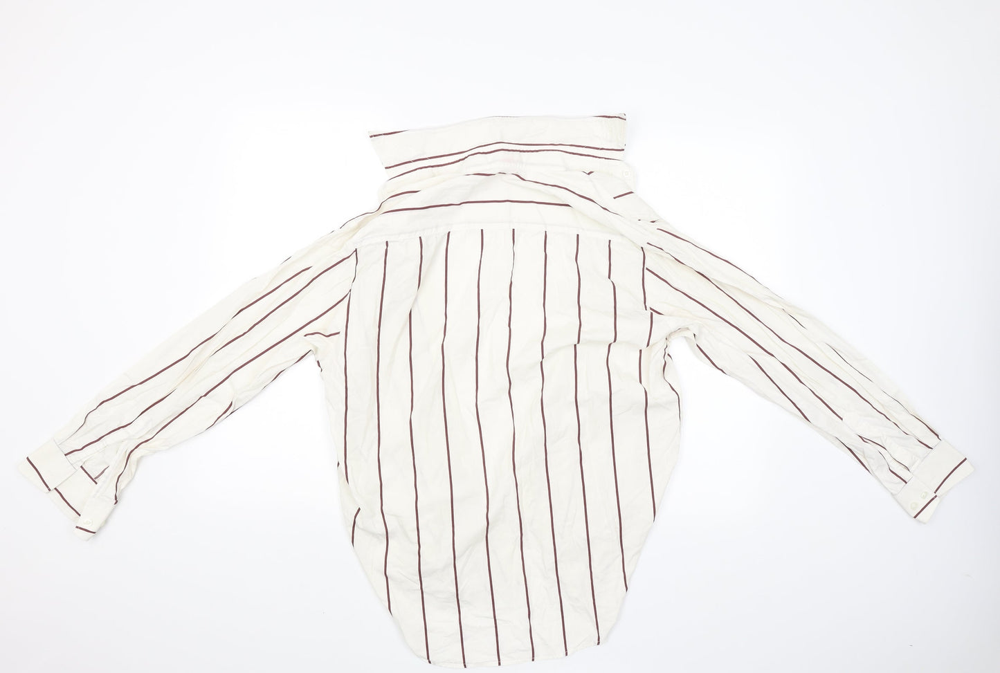 Navigator Mens Beige Striped   Button-Up Size S
