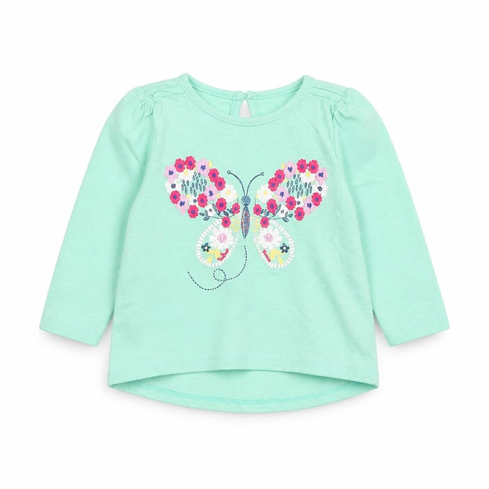 Front view of M&Co Baby Green Basic T-Shirt, size 6-9, Months