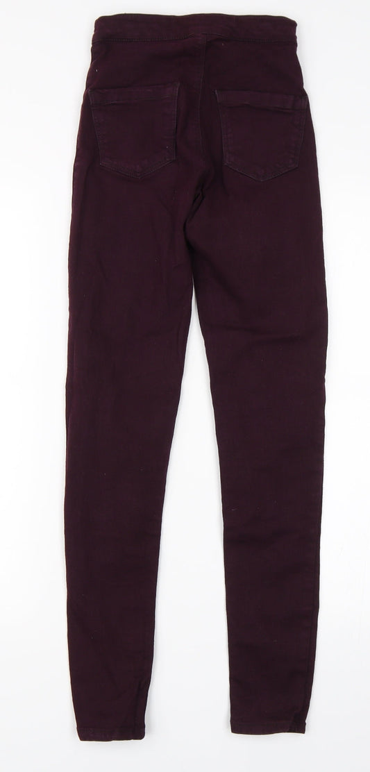 Topshop Womens Purple  Denim Straight Jeans Size 25 in L32 in