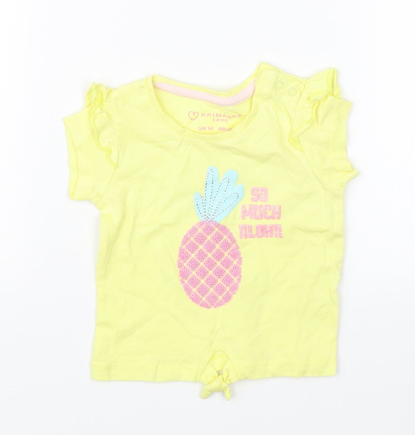 Primark Girls Yellow   Basic T-Shirt Size 3-6 Months