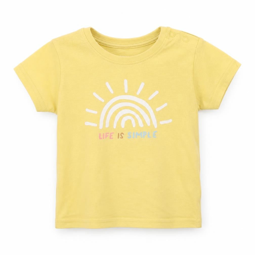 Front view of Primark girls’ yellow basic t-shirt, size 6-9, months